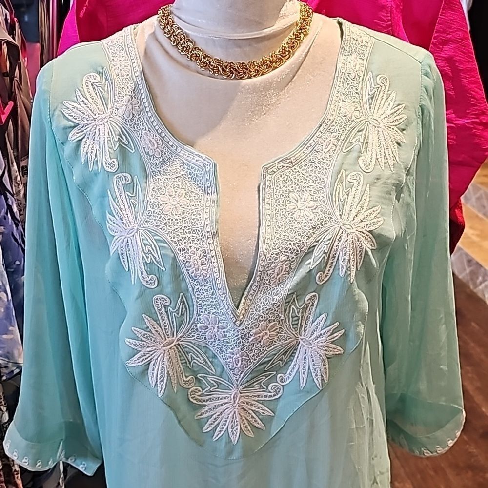 Soft Surroundings sheer pullover tunic size PM